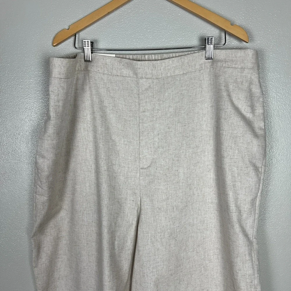 Banana Republic Wide Leg Cropped Pants Womens XXL Beige Linen Cotton Pull On New
